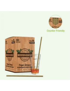 Słomki papierowe do smoothie, KRAFT, śr. 8mm, dł. 19,7 cm, 500 sztuk - Słomki