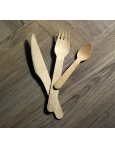 Noże drewniane z ząbkami 16,5 cm, 100 sztuk - Sztućce 2