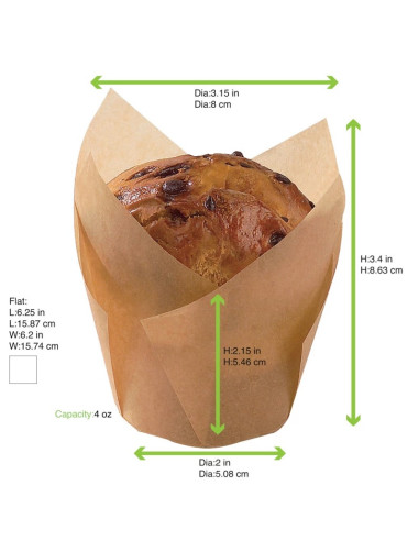 Papilotki foremki do pieczenia, średnica 5 cm, 8,5 cm, brązowe, 100 sztuk - Foremki