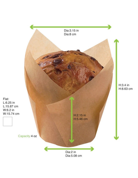 Papilotki foremki do pieczenia, średnica 5 cm, 8,5 cm, brązowe, 100 sztuk - Foremki