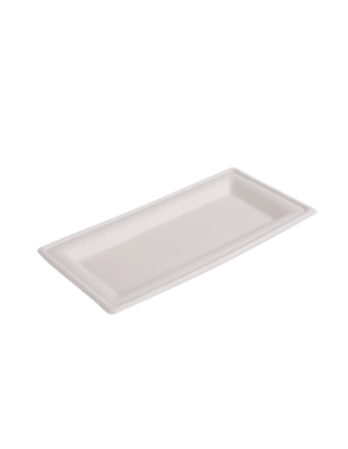 Talerze z trzciny cukrowej prostokątne 26x13 cm, 50 szt. - Talerze