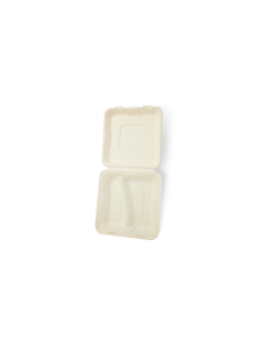 Pojemniki z pulpy drzewnej 2 komorowe 24,5 x 24,5 x 6 cm, 50 szt. - Pojemniki na wynos