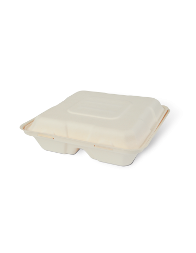 Pojemniki z pulpy drzewnej 2 komorowe 24,5 x 24,5 x 6 cm, 50 szt. - Pojemniki na wynos